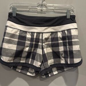 Plaid Lululemon shorts grey white and black